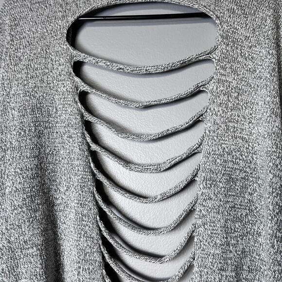 Express Open Front Cardigan Lg/XL Gray Cut Out Back Knit sweater Long Sleeve - Picture 7 of 8